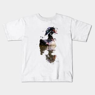 Wood Duck Paint Splatter Kids T-Shirt